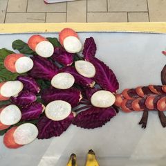 A picture of Peacock shape salad.