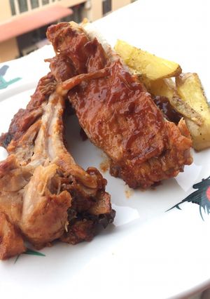 A picture of Baked Pork Rib With BBQ Sauce.
