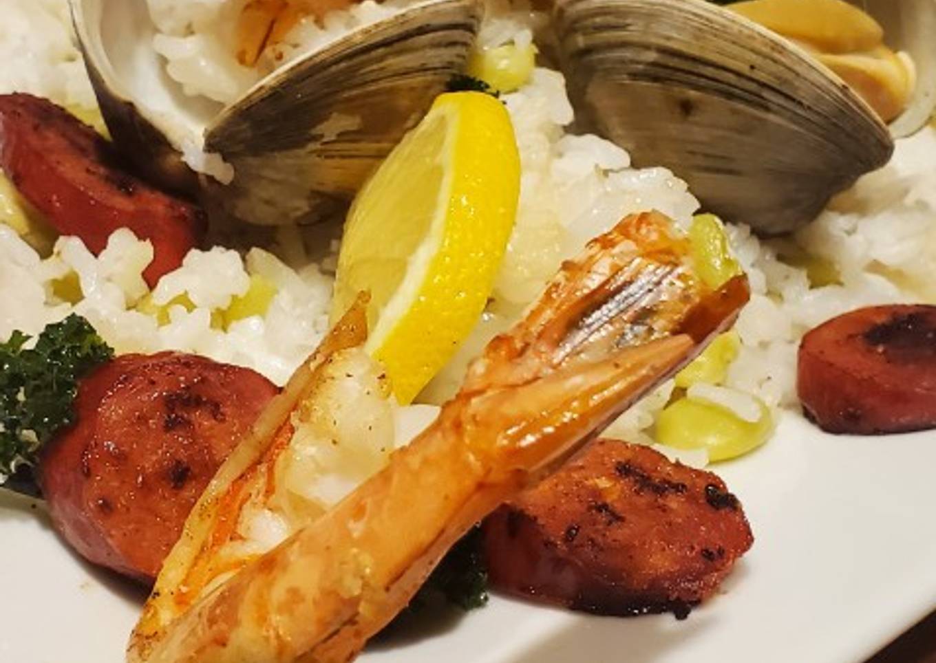 Portuguese Jag with Shrimp, Clams and Linguica