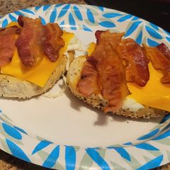 A picture of Open-faced breakfast bagel.