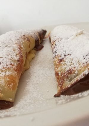 Una foto de Panqueques con dulce de leche