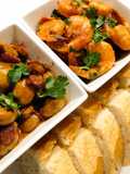 Tapas x 2: garlic and ham mushrooms & spicy prawns