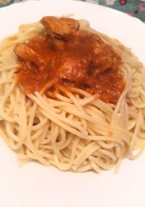 صورة لوصفة سباغيتي بالصوص والدجاج 😋