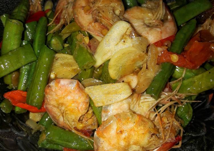 Tumis kacang panjang udang