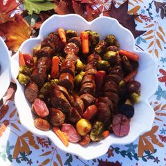 A picture of Oktoberfest Beer Poached Wagyu Bratwurst.