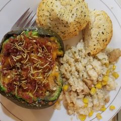 A picture of Chicken Stuffed Avocado.