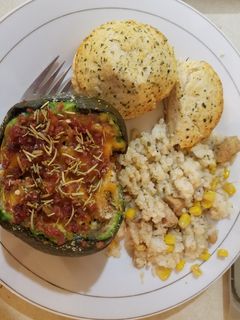 A picture of Chicken Stuffed Avocado.