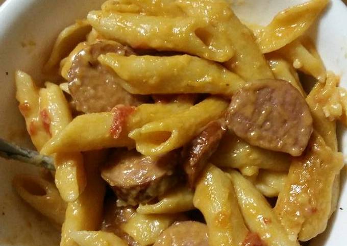 Simple Way to Prepare Speedy Cheesy one pot smoked sausage pasta