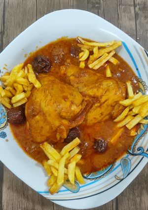 عکسی از دستور خورشت آلو با مرغ