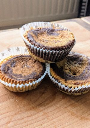 A picture of Eggless Vanilla Choco Marble Muffins.