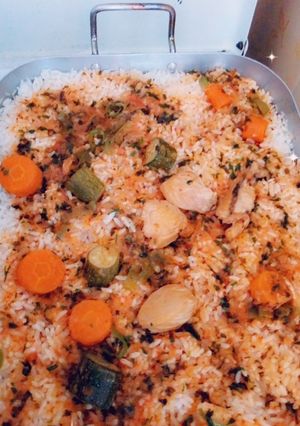 صورة لوصفة أرز بالخضروات والسكالوب