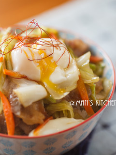 野菜豬肉丼 的食譜成品照片