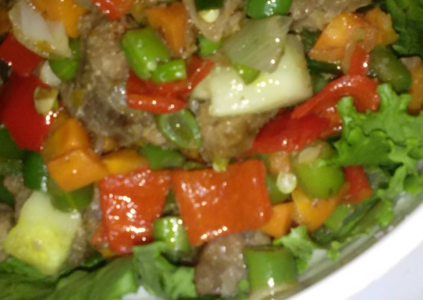 Diced beef stir fry and veges