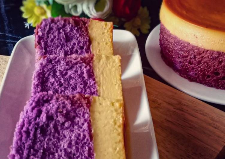 Langkah Mudah Buat &#34;Purple Sweet Potato Custard Cake&#34;🍰 yang Bergizi