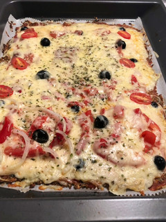 Una foto de Pizza con base de berenjena