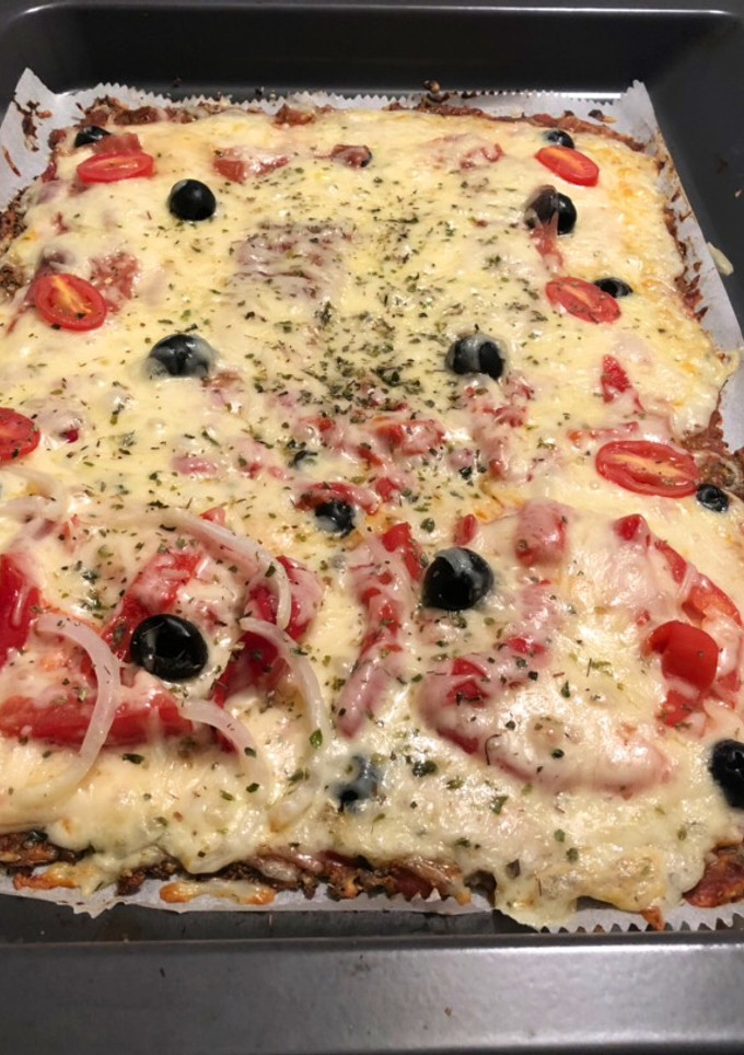 Una foto de Pizza con base de berenjena