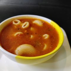 A picture of Tangy Tomato Macaroni Soup.