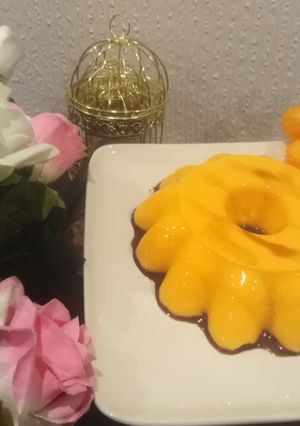 A picture of Orange coloured Egg Pudding.