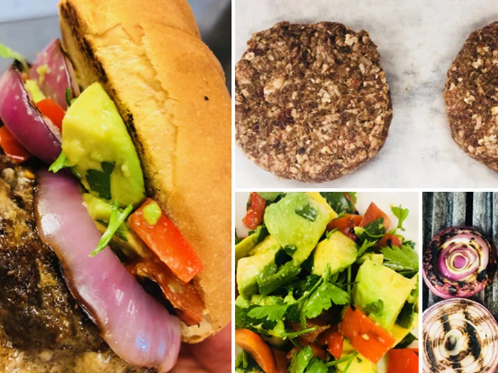 Easy Steps Make Recipes Wagyu Cajun Sausage Burger with Avocado &amp;amp; Roasted Pepper Relish the Perfect Really Delicious.