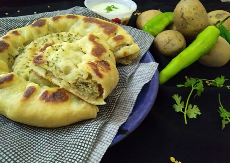 Steps to Make Super Quick Homemade Aloo kabab naan without oven serve with raita