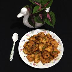 Chatpata Bread Upma in red sauce A picture of Chatpata Bread Upma in red sauce.