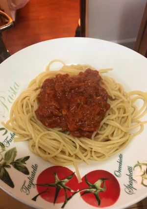 Paradicsomos, tonhalas spagetti recept fotója