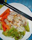 Cơm trộn vn nấu bằng nồi cơm điện