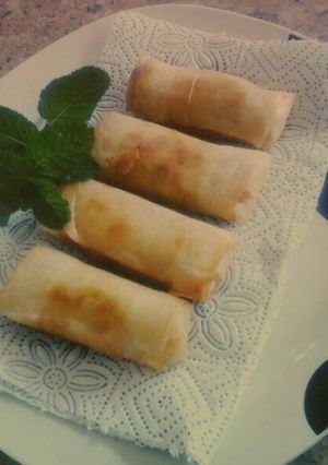 A picture of Chicken Noodle Spring Rolls.