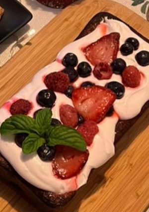 Una foto de Tarta de Yogurth y frambuesas
