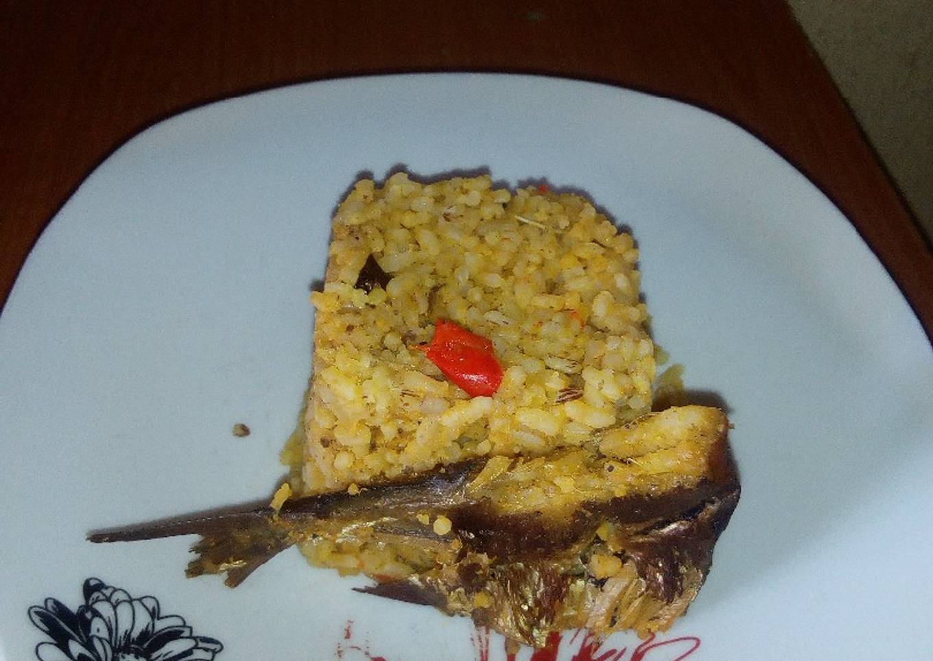 Local Jollof rice with dry fish