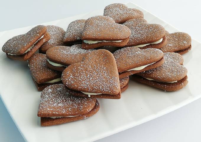 Comment faire Cuire Délicieux Biscuits coeur fourrés au chocolat blanc