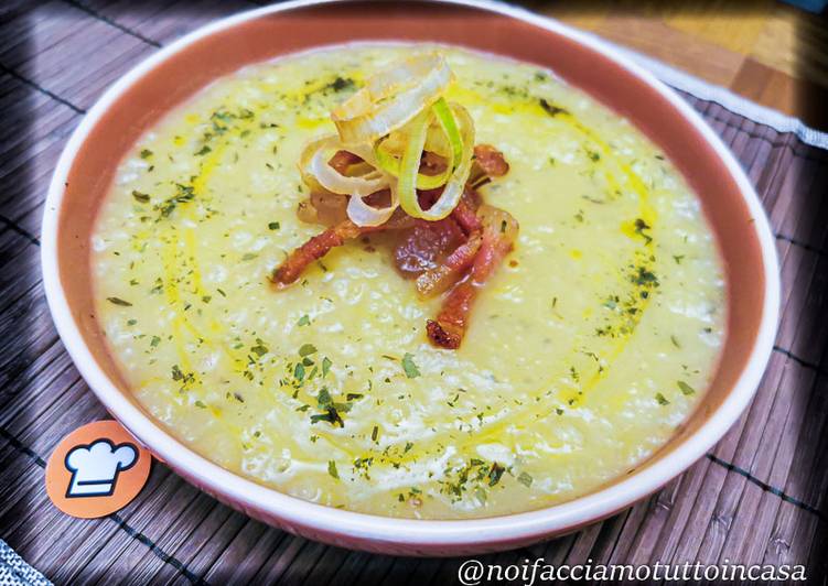 Minestra di Porri e Patate con Guanciale Croccante