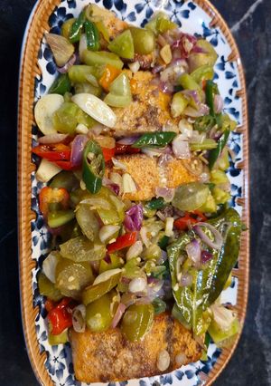 Foto resep Salmon siram cabe bawang