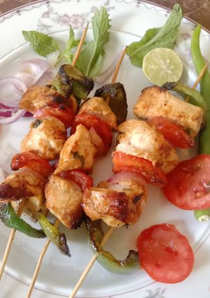 A picture of Chicken Shashlik (Masala Boti) 🍡🍡🍡.