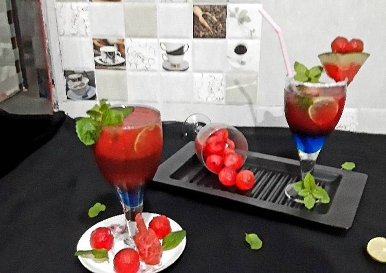 Easiest Way to Prepare Homemade Watermelon Mojito with blue Curacao