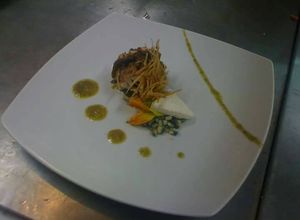 Una foto de Trucha en hoja de plátano a la poblana