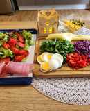 Ensalada súper colorida con jamón crudo!🥬