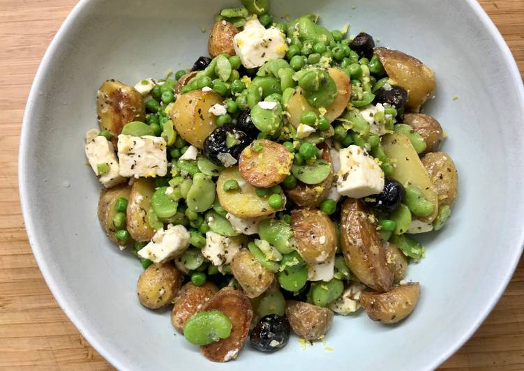 Salade de Pommes de terre, Fèves, Petit-Pois et Fêta