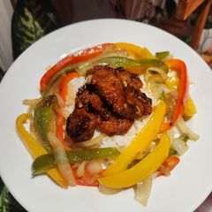 A picture of Hot Honey Glazed Sausages with Peppers.