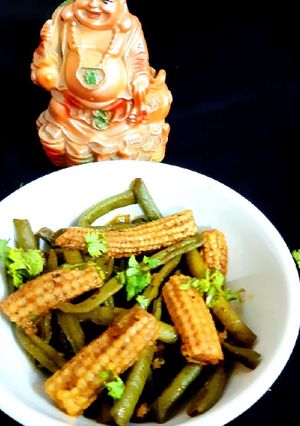 A picture of Spicy French Beans & Baby Corn Stir Fry.