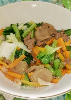 Foto resep Tumis sawi dengan daging sapi cincang