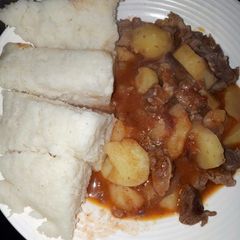 A picture of Ugali and beef.