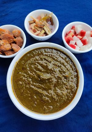 A picture of Sarso Ka Saag (sarso, palak, bathua).