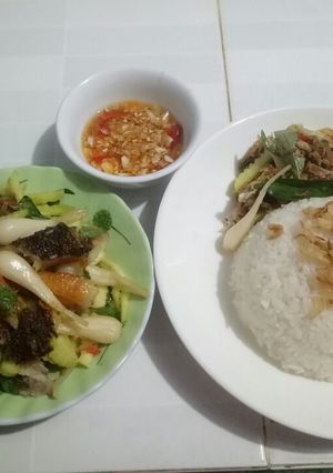 Hình của món Gỏi xoài khô cá lóc.
