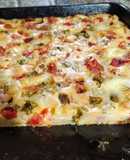 Pastel multicolor con vegetales