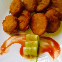 Aloo Bhaji, potato fritters A picture of Aloo Bhaji, potato fritters.