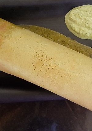 A picture of Kodo Millet (Kodri) Mogar Moog Dal Dosa.