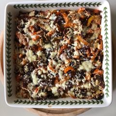 A picture of Chorizo & Chili Bread & Butter Pudding.
