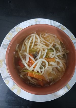 A picture of Veg Thukpa Soup (my version).