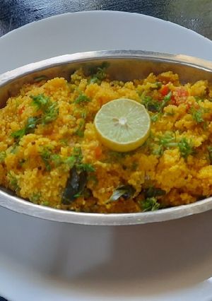 A picture of Dalia upma (lapsi upma).